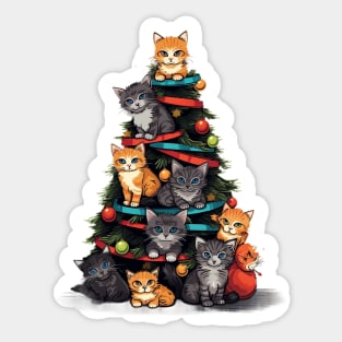 Cat Christmas Tree Sticker